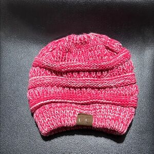 CC Boutique Women’s Pony tail beanie Pink Knit Hat
